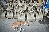 Effigies of gods in a workshop in Kumartuli district, Calcutta, West Bengal, India