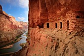 Ancient Anaszi ruins high above the Colorado River in the Marble Canyon section of Grand Canyon National Park