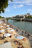 Beach along the river Seine, Paris, France, Europe