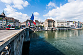 Mittlere Bruecke (Middle Bridge) over river Rhine, Basel, Canton of Basel-Stadt, Switzerland