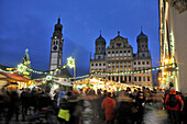 Christkindlesmarkt am Rathausplatz, Augsburg, Schwaben, Bayern, Deutschland