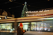 Christmas market on Rathaus square, Augsburg, Swabia, Bavaria, Germany