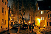 In the evening in the old town, Augsburg, Swabia, Bavaria, Germany