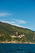 Blick auf Corniglia, Cinque Terre, La Spezia, Ligurien, Italien