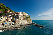 View to Manarola, Riomaggiore, Cinque Terre, La Spezia, Liguria, Italy