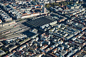 Luftaufnahme vom Hauptbahnhof, München, Bayern, Deutschland