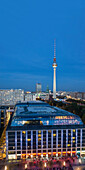 Panoramic view from the cathedral towards Alexanderplatz, DDR Museum and town hall, Berlin, Germany