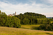 Landscape with Schwarzenberg, Muehlviertel, Bohemian Forest, Austria