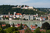 View towards Passau, Danube, Bavarian Forest, Bavaria, Germany