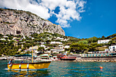 Blick auf Marina Piccola und Steilküste, Capri, Kampanien, Italien