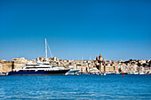 Blick von Valletta auf die Three Cities, Valletta, Malta