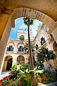 Courtyard in the old town, Valletta, Malta