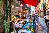 Market stall with fish, Naples, Bay of Naples, Campania, Italy