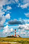 Leuchtturm Westerhever, Halbinsel Eiderstedt, Nordfriesland, Schleswig-Holstein, Deutschland