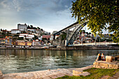 Bridge over Duoro River, Ponte Dom Luis I, and the old town of Ribeira, Porto, Portugal