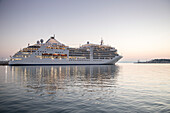 Cruise ship MV Silver Spirit, Silversea Cruises, at the pier, Split, Split-Dalmatia, Croatia