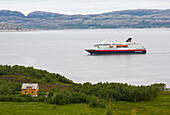 MS, Nordkapp, of the Hurtigruten at Sandnessjoen, Helgeland, Province of Nordland, Nordland, Norway, Europe