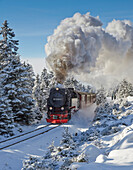 Brocken steam train, Brocken, Harz, Saxony-Anhalt, Germany