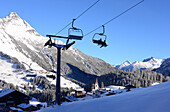Skigebiet von Warth am Arlberg, Winter in Vorarlberg, Österreich