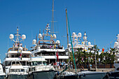 Yachts in the harbour, Port Hercule, Monaco, Monte Carlo, Cote d´Azur, France, Europe