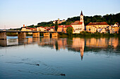 Innstadt and river Inn, Passau, Lower Bavaria, Bavaria, Germany