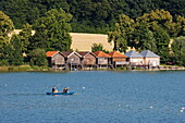 Canoe on lake Ammersee, Upper Bavaria, Bavaria, Germany