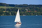 Sailing boat, Ammersee, Upper Bavaria, Bavaria, Germany