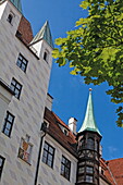 Gate tower to Burgstrasse and Affenturm, Alter Hof, Munich, Upper Bavaria, Bavaria, Germany