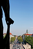 View from the Friedensengel observation deck to Prinzregentenstrasse, Bogenhausen, Munich, Upper Bavaria, Bavaria, Germany