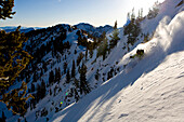 A man skiing powder in the early morning Utah light Utah, USA