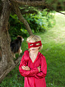 young girl in devil costume, maine, usa