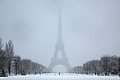 Eiffel Tower in Snow, Paris, Ile de France, France