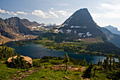 Bearhat Mountain is surrounded by Hidden Lake in Glacier National Park, Montana Glacier National Park, Montana, USA