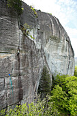 Climbers on the North Side of Looking Glass Rock in the Pisgah National Forest near Brevard, NC, Brevard, WV, USA