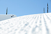 A snowboarder on a half pipe., Breckenridge, Colorado, USA