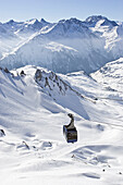 View of the Valugabahn tram at St. Anton am Arlberg, Austria St. Anton am Arlberg, Arlberg, Austria