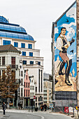 Hausfassade mit einer Comiczeichnung, Brüssel, Belgien