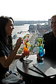 Cocktails, Bar 20up, bar overlooking the Harbour, Elbe, St. Pauli, Hamburg, Germany