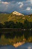 Lago di Piediluco with view to Labro, province of Rieti, Latium, St. Francis of Assisi, Via Francigena di San Francesco, St. Francis Way, province of Terni, Umbria, Italy, Europe