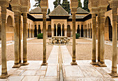 Pillared portico surrounding courtyard, Granada, Andalucia, Spain