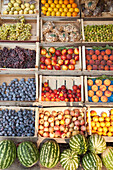 Crates of produce for sale, stone, croazia, croazia