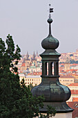 Church Spire with a View of Downtown Prague, Prague, Czech Republic