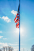 American flag hanging from flagpole outdoors, Marsing, ID, USA