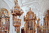 Interior of minster church, Marchtal Abbey, Obermarchtal, Baden-Wuerttemberg, Germany
