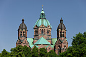 Church of St. Luke along the river Isar, Munich, Upper Bavaria, Bavaria, Germany