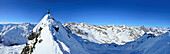 Woman ascending to Aeusseres Hocheck, Pflersch Valley, Stubai range, South Tyrol, Italy