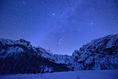 Starry sky above Cristallo, Dolomites, Belluno, Veneto, Italy