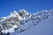 Snow-covered summits, Cristallo wind gap, Cristallo, Dolomites, Belluno, Veneto, Italy