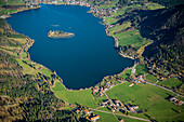 Aerial photo of lake Schliersee, Upper Bavaria, Bavaria, Germany