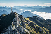 Luftaufnahme, Gipfel des Wendelstein, Mangfallgebirge, Oberbayern, Bayern, Deutschland
